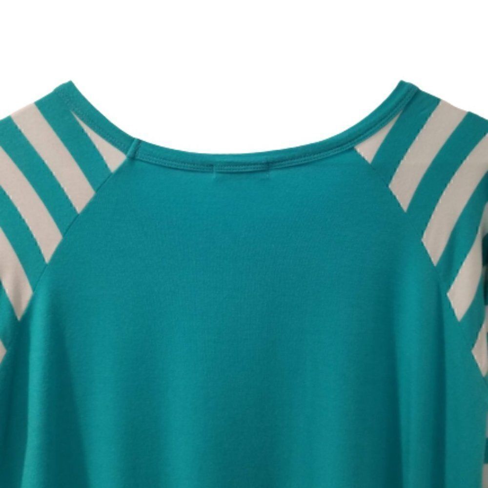 OCCASIONALLY Made Super Soft Teal Striped Shirt - Picture 4 of 4